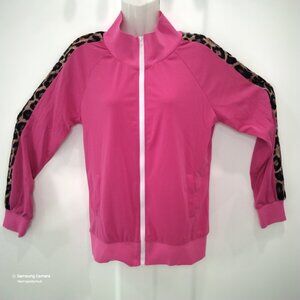 2 Pc. Cold-Shoulder Pink, White & Cheetah Lightweight Yoga Gym Tracksuit NWT S